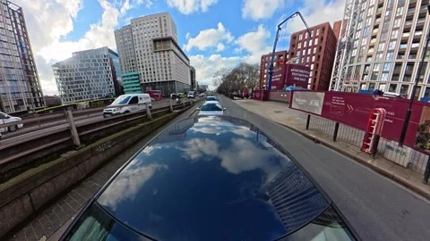 Unique Footage of Urban Drive Through Streets of Capital London City Stock Footage 329174002