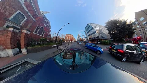Unique Footage of Urban Drive Through Streets of Capital London City Stock Footage 329206355