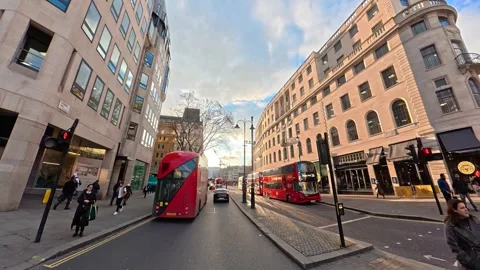 Unique Footage of Urban Drive Through Streets of Capital London City Stock Footage 329449727