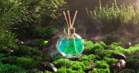 Unique fragrance diffuser as the scent of damp forest. Stock Footage 336494252