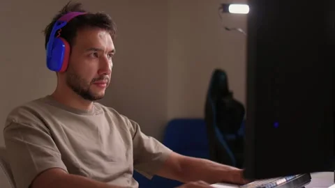 A Unique Gaming Setup Featuring Exceptional Arm Support Designed for Enhanced Stock Footage 315140553