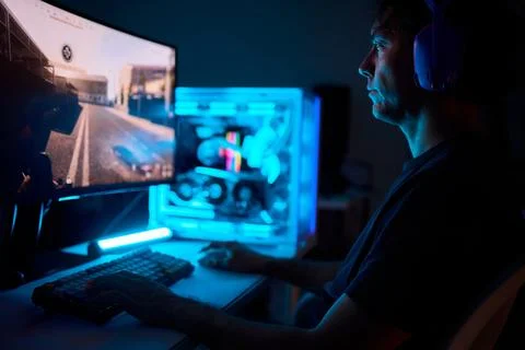 A Unique Gaming Setup Featuring Exceptional Arm Support Designed for Enhanced Stock Photos