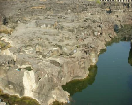 Unique geographic formation on a riverfront Stock Photos