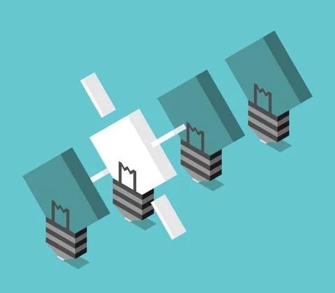 Unique glowing isometric lightbulb Stock Illustration