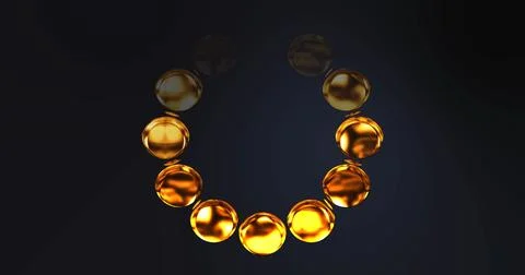 Unique GOLD circular eliptical loader animation on black. Metallic shining .. 스톡 일러스트