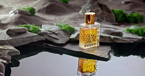 Unique golden perfume with the scent of ozone and desert. Stock-Footage 334002227