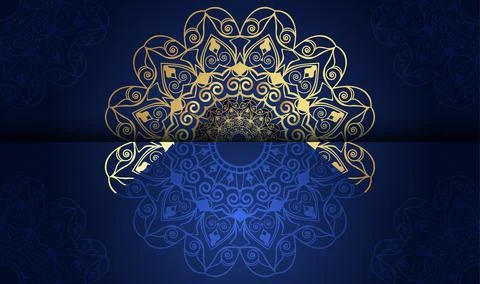Unique gradient blue color mandala background design premium vector Stockillustratie