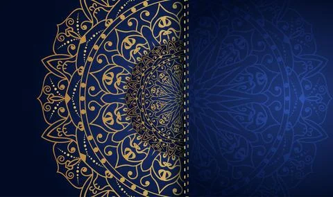 Unique gradient blue color mandala creative art style background design Illustrazione stock