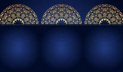 Unique gradient creative gradient blue golden colors mandala background Иллюстрация