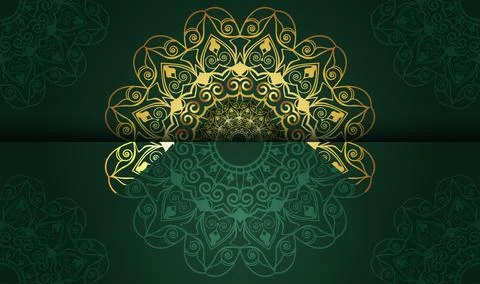 Unique gradient green color mandala background design premium vector 库存插图