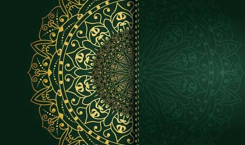 Unique gradient green color mandala creative art style background design Illustrazione stock