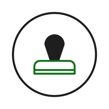 Unique graphical representation featuring a stamp symbol inside circular fr.. Stock Illustration