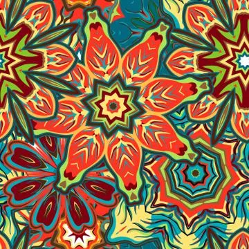 Unique hand drawn abstract vector floral background. Seamless pattern Stock Illustration