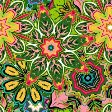 Unique hand drawn abstract vector floral background. Seamless pattern Stock Illustration