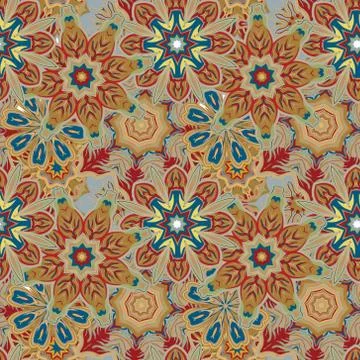 Unique hand drawn abstract vector floral background. Seamless pattern Illustrazione stock