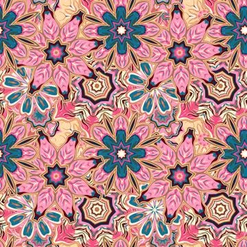 Unique hand drawn abstract vector floral background. Seamless pattern Illustrazione stock