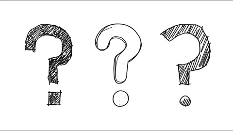 Unique hand-drawn question marks illustrating curiosity and inquiry in a creativ Stock Footage 313382253