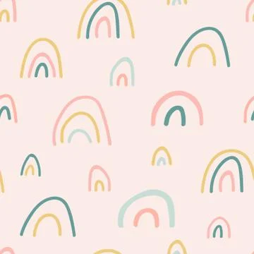 Unique hand drawn rainbow texture. Rainbow seamless pattern. Cute kid nursery Stock Illustration