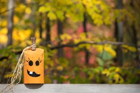Unique Hand Painted Jack-o-Lantern with Copy Space Stock Photos