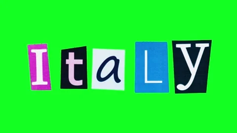 Unique handmade animated lettering spelling Italy using vintage textures and Stock Footage 343875198