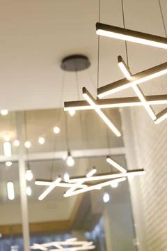 Unique hanging light installations offer a blend of style and functionality,  写真素材