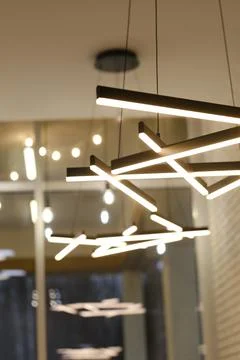 Unique hanging light installations offer a blend of style and functionality,  写真素材