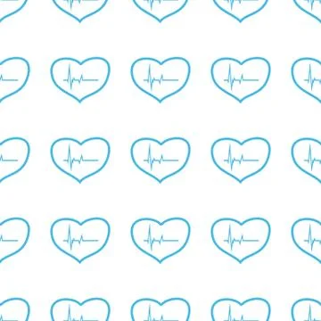 Unique Heartbeat seamless pattern Stock Illustration