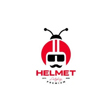 Unique helmet with ladybug logo design vector Stock Illustration