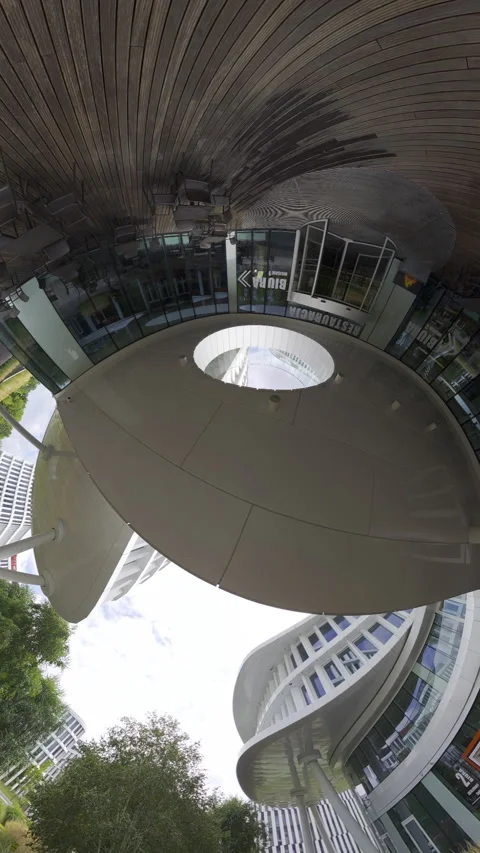 Unique Hemispherical Structure Distorts Reality Stock Footage 284385533