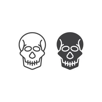 Unique human skull outline. Vector icon template Stock Illustration