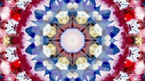 Unique hypnotic artwork made with ink painting, stars, flowers, loop Stock Footage 125877104