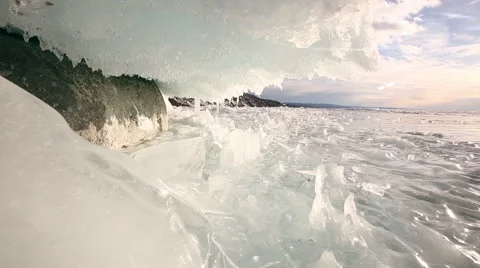 Unique ice on Lake Baikal Video stock 49061933