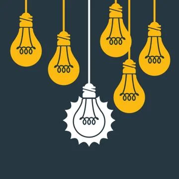 Unique idea - hanging light bulb, think different Stock Illustration