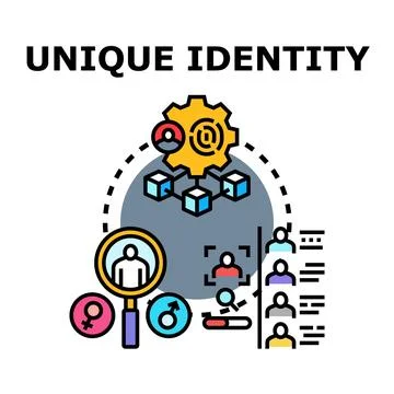 Unique identity digital data management system Stock Illustration