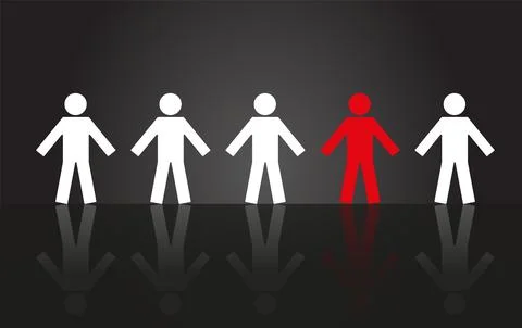 Unique individual standing out from the crowd. Vector illustration of peopl.. Stock Illustration