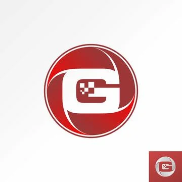 Unique initial letter G font circle and square tech monogram typography Stock Illustration
