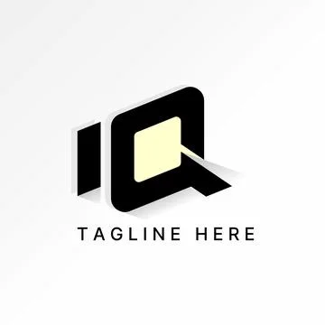 Unique initial letter IQ font with shadow monogram tech 3D typography Illustrazione stock