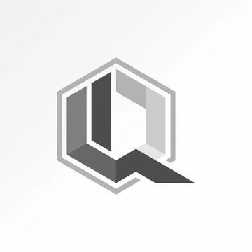 Unique initial letter IQ font on hexagon line monogram tech typography Stock Illustration