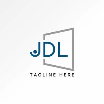 Unique initial letter JDL font human line window screen art happy active Stock Illustration