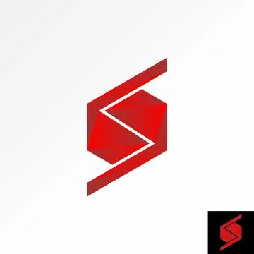 Unique initial letter S font cut hexagon monogram typography technology Stock Illustration