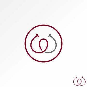 Unique initial letter W font line out oval on circle monogram typography Stock Illustration