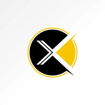 Unique initial letter X font flip lines circle block monogram typography Illustrazione stock