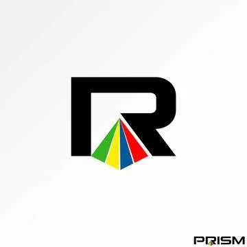 Unique initial R font with pyramid prism colors monogram geometric Stock Illustration