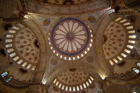 Unique interior ceiling pattern of Hagia Sophia Mosque. Stock-Fotos