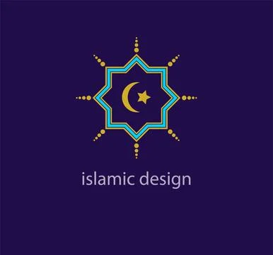 Unique islamic moon and star style logo design template. Stock Illustration