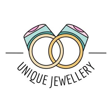 Unique jewellery logo with interlocking gold rings 스톡 일러스트