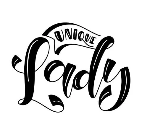 Unique lady - black vector illustration isolated on white background. Stock Illustration