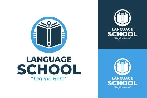 Unique Language School Logo 스톡 일러스트