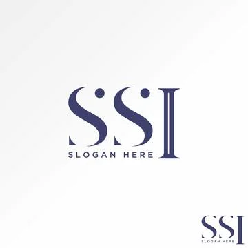 Unique letter initial SSI serif font on cutting monogram typography Stock Illustration