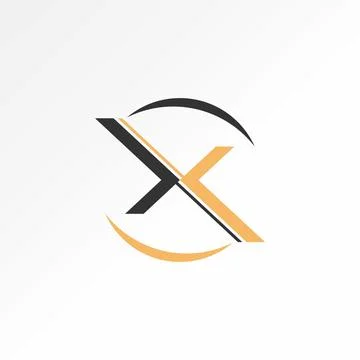 Unique letter initial X font flip circle swoosh monogram typography Illustrazione stock